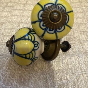 Yellow and Blue Ceramic Drawer Knobs